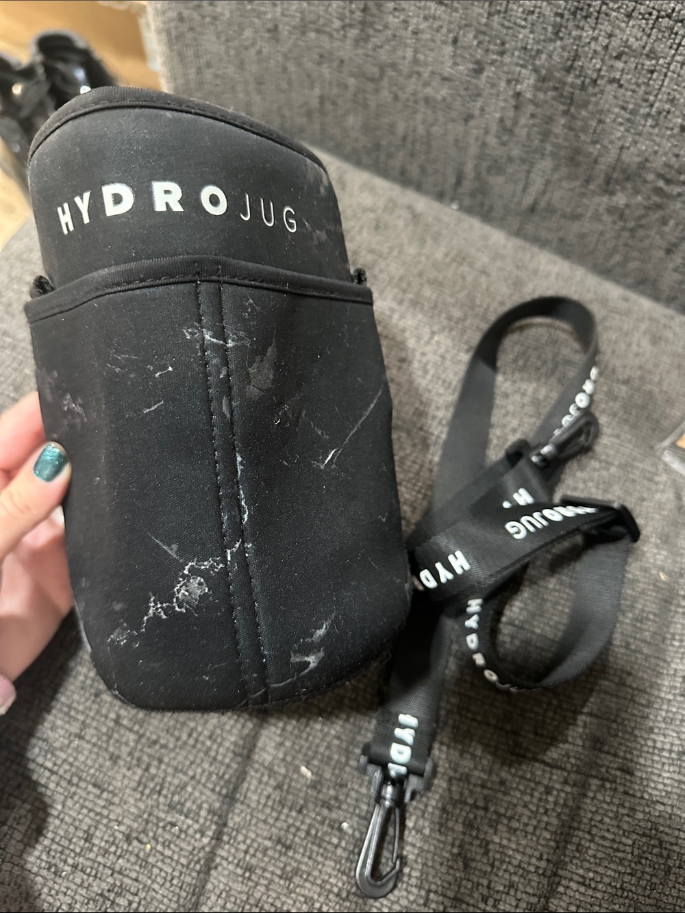 HydroJug Black Neoprene Bottle Sleeve with Branded Strap
